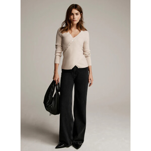 Mint Velvet Neutral Ribbed Button Jumper